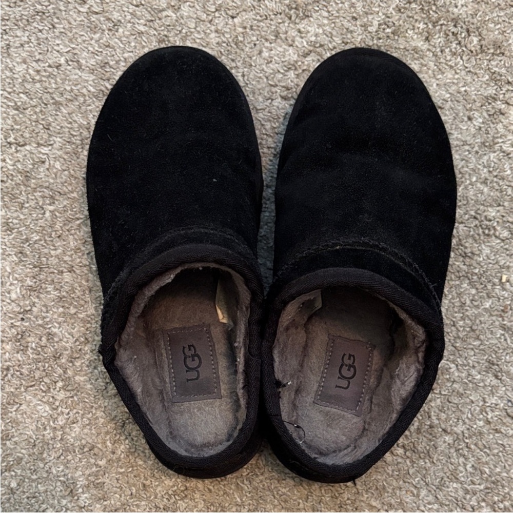 UGG Black Suede Plush Slippers - Picture 4 of 5